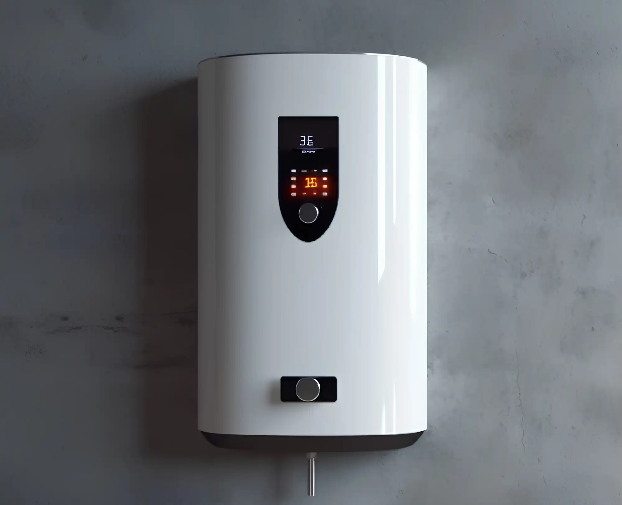 A water heater mounted on a wall.
